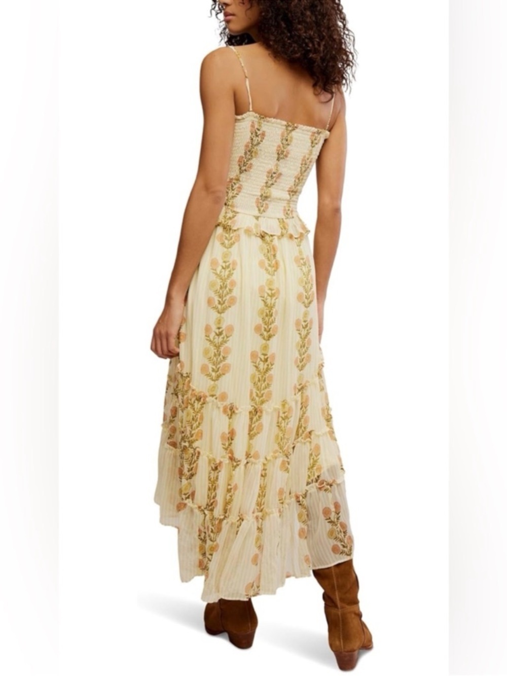 NWT FREE PEOPLE Alejandra Smocked Bodice Tiered Midi Dress - Picture 4 of 6